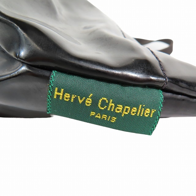 エルベシャプリエ Herve Chapelier Vernis エナメル ミニショルダーバッグ ポシェット クロスボディ 斜め掛け カバン 黒/8▲B1 レディース_画像6