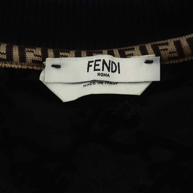  Fendi FENDI FFkali graph . flocky тянуть over тренировочный футболка обратная сторона ворсистый длинный рукав M чёрный черный FS7102 AGU7 /HS #OSrete