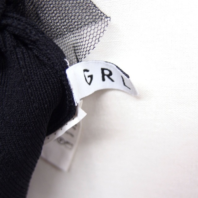 グレイル GRL リブ ニット セーター チュール付き 半袖 透け感 M ブラック 黒 /FT6 レディース_画像3