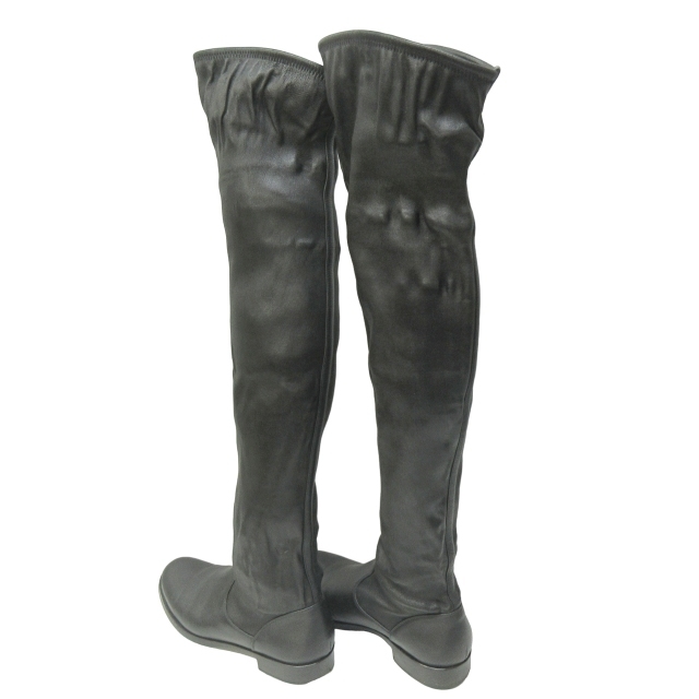  Jean vi to Rossi Gianvito Rossi knee high boots leather stretch black black 36 approximately 23cm IBO47 0202 lady's 