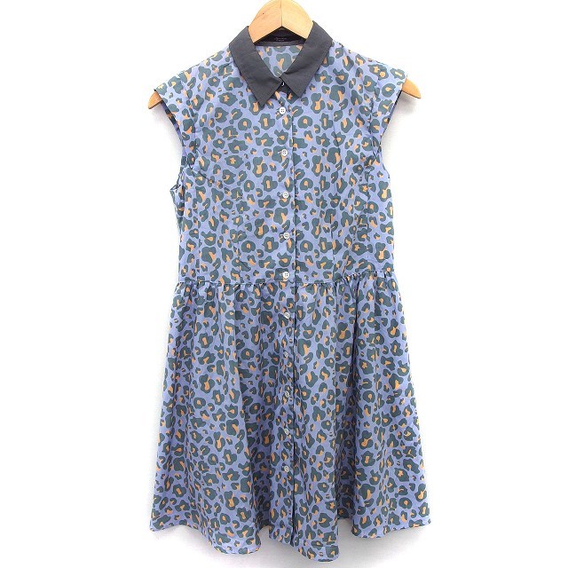  Another Addition ANOTHER EDITION Arrows рубашка платье One-piece flair Mini леопардовая расцветка безрукавка лиловый /HT17 женский 