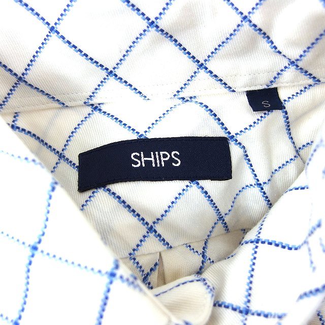 シップス SHIPS ボタンダウン シャツ カジュアル 半袖 ダイヤ柄 コットン 綿 S ホワイト 白 /FT31 メンズ_画像3