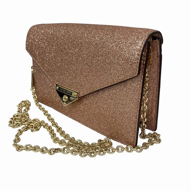 マイケルコース MICHAEL KORS グリッター クラッチ チェーンショルダーバッグ 2way フェイクレザー 30HOLGHC6K オレンジピンク レディース_画像2