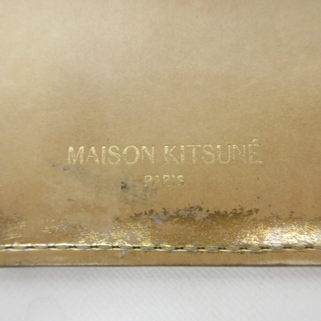 メゾンキツネ MAISON KITSUNE カードケース 名刺入れ レザー ロゴ ゴールド色 金色 IBO47 0211 レディース_画像7
