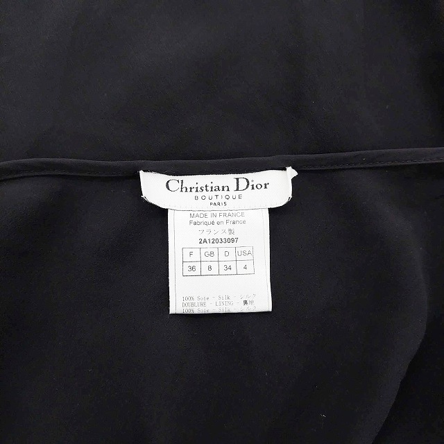 クリスチャンディオール Christian Dior 2A12033097 シフォン シルクスカート ひざ丈 フランス製 ブラック 4号 0129 レディース_画像7
