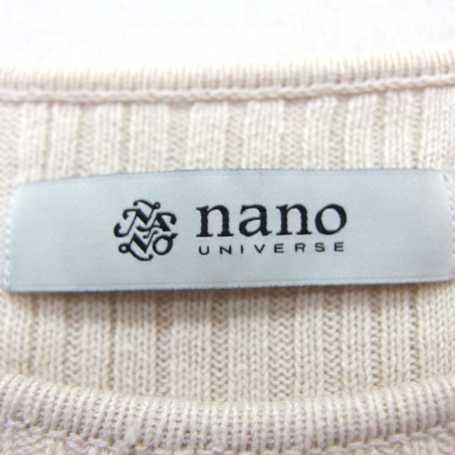 ナノユニバース nano universe リブ カットソー Tシャツ シンプル 切替リブ 五分袖 丸首 綿混 F ベージュ /HT6 レディース_画像3