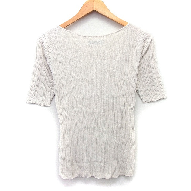  Nano Universe nano universe rib cut and sewn T-shirt simple switch rib . minute sleeve ound-necked cotton .F beige /HT6 lady's 