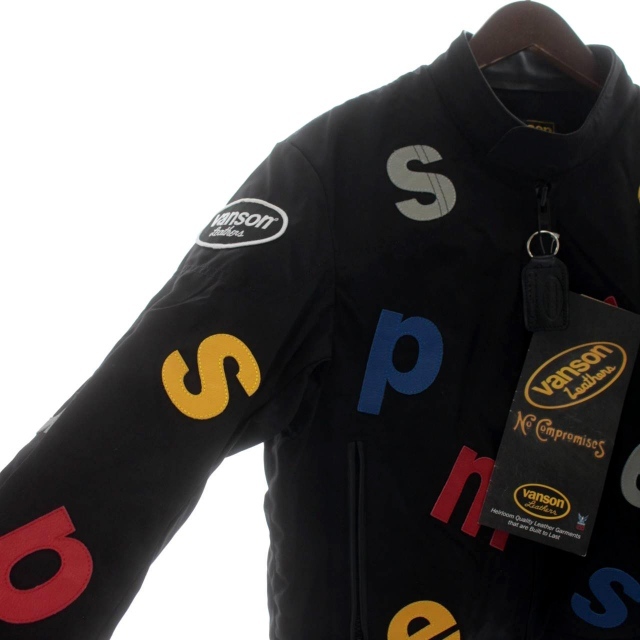 未使用品 SUPREME Vanson タグ付き 20SS Leathers Letters Cordura Jacket ハイネック ナイロン アウター S 黒 ブラックの画像4