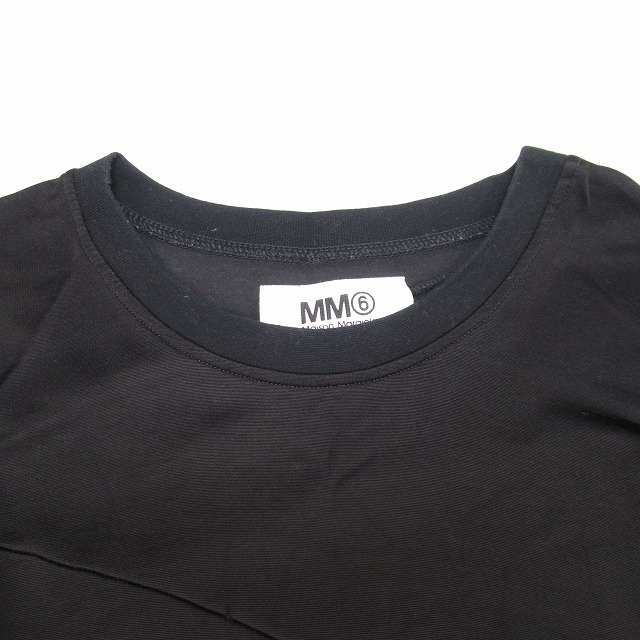 美品 18ss エムエムシックス メゾンマルジェラ MM6 Maison Margiela アシンメトリー レーヨンジャージ トップス 半袖 オーバーサイズ M 黒_画像4