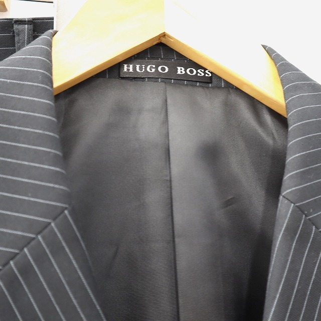 ヒューゴボス HUGO BOSS ストライプ セットアップ 2B ウール ジャケット センタープレス ジップフライ スラックスパンツ 48 BLACK ブラック_画像7