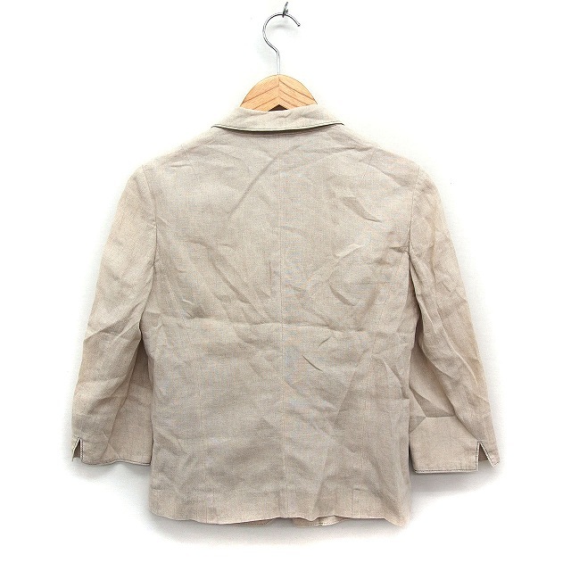 ke- tea ki width ta spool K.T KIYOKO TAKASE LINO tailored jacket 7 minute sleeve plain linen flax 9 beige /FT23 lady's 