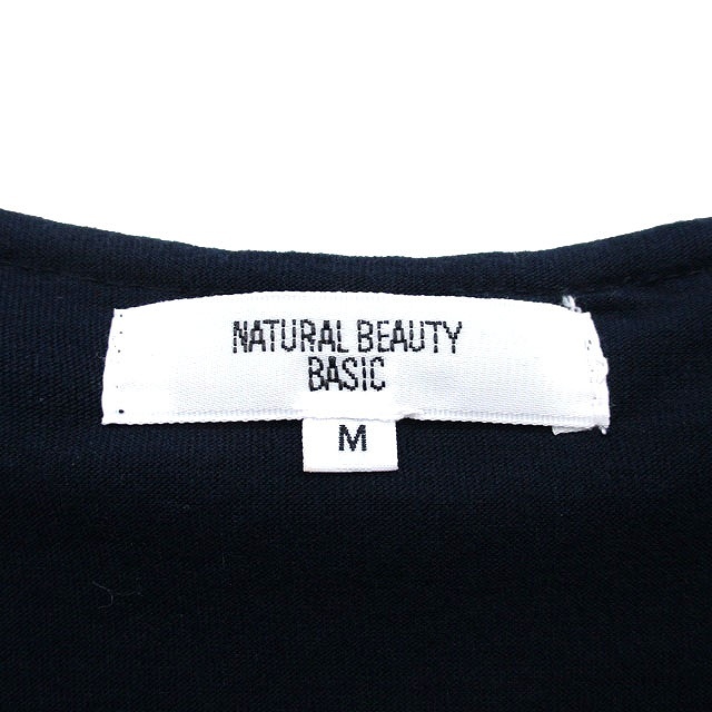 ナチュラルビューティーベーシック NATURAL BEAUTY BASIC カットソー Tシャツ 半袖 丸首 シンプル M ネイビー 紺 /KT14 レディース_画像3