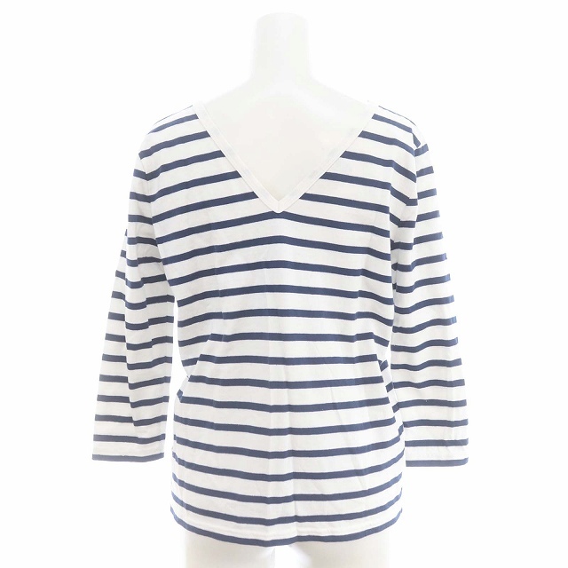  Le Minor Leminor back V border cut and sewn T-shirt 7 minute sleeve 1 navy blue white navy white /HS #OS lady's 