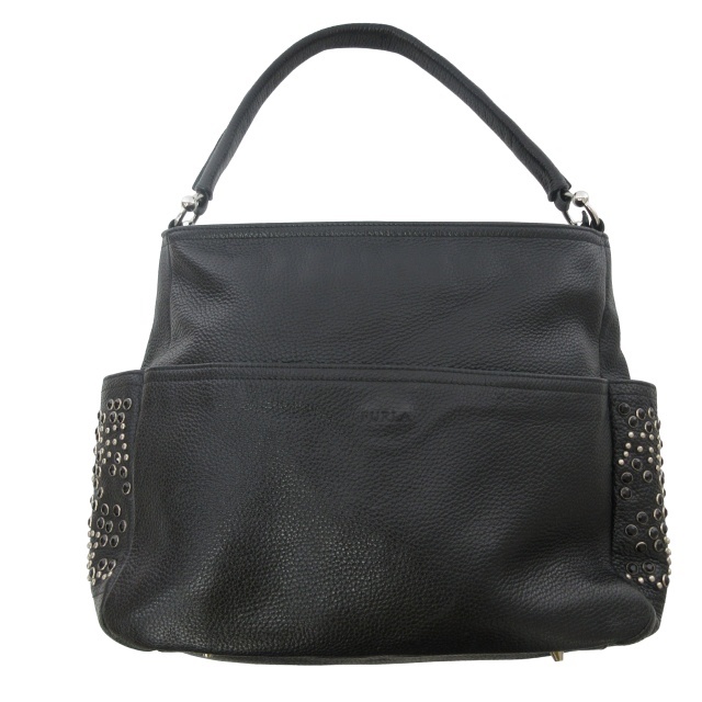 フルラ FURLA レザーハンドバッグ スタッズトートバッグ ビジュー 皮革 ブラック 黒 0209 レディース