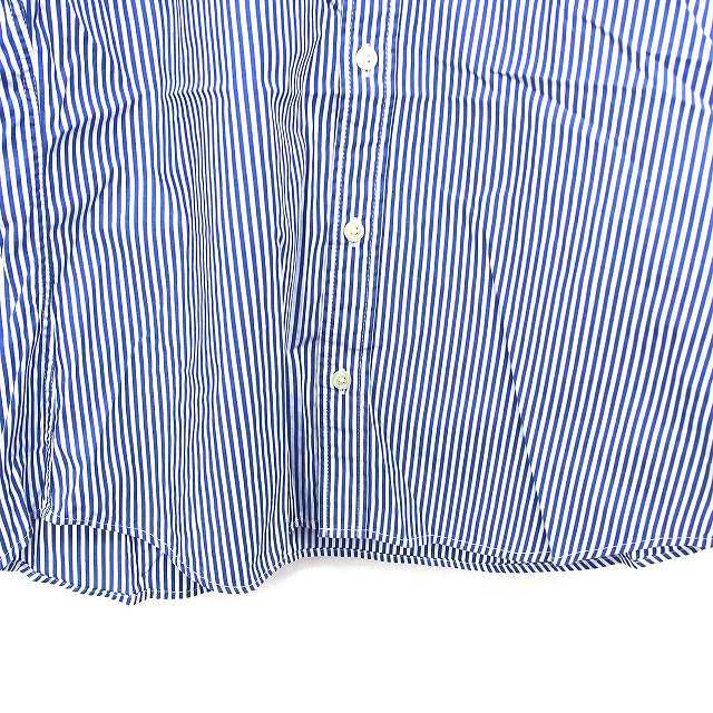 タケオキクチ TAKEO KIKUCHI シャツ カジュアル ボタンダウン ストライプ タック 刺繍 五分袖 2 青 ブルー /NT26 メンズ_画像5