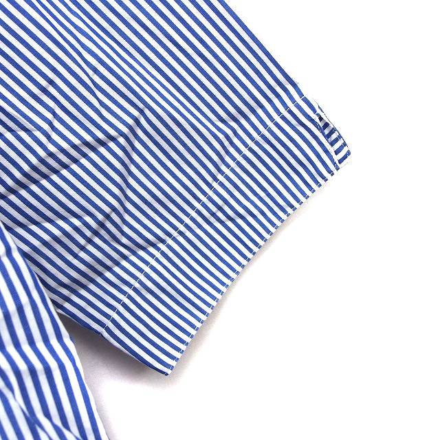 タケオキクチ TAKEO KIKUCHI シャツ カジュアル ボタンダウン ストライプ タック 刺繍 五分袖 2 青 ブルー /NT26 メンズ_画像6