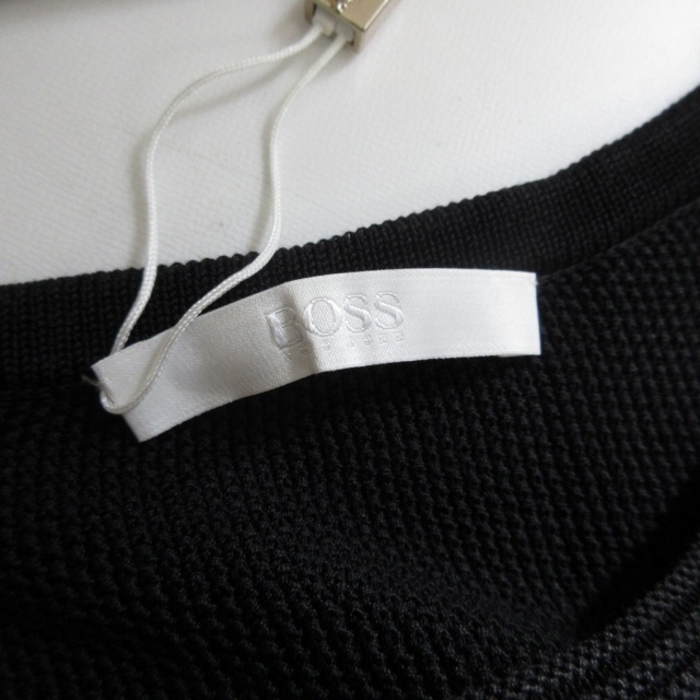 未使用品 ヒューゴボス HUGO BOSS タグ付き リブカットソー Tシャツ ニット織 長袖 黒 ブラック XSサイズ 0215 レディース_画像7