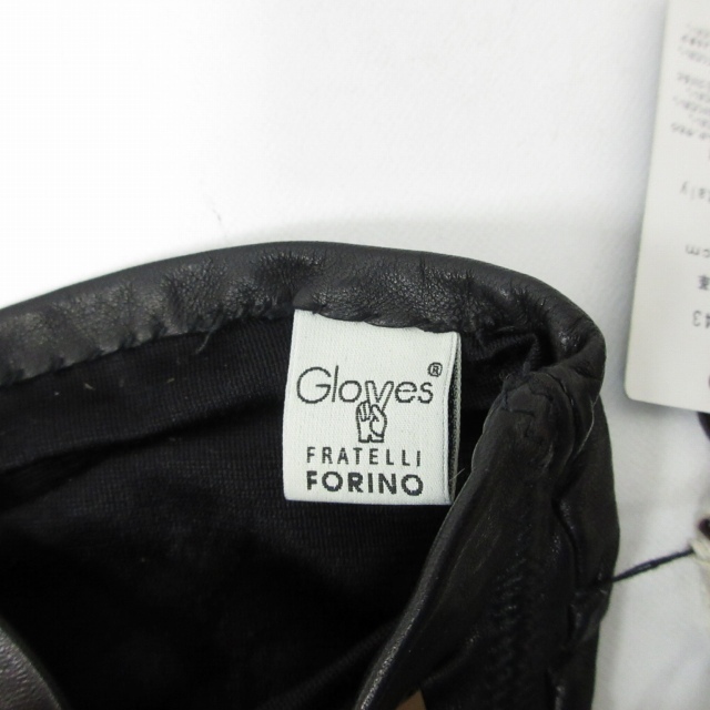 Gloves FRATELLI FORINO 美品 レザー グローブ 手袋 ギャザー イタリア製 黒 ブラック 21cm 0217 レディース_画像5