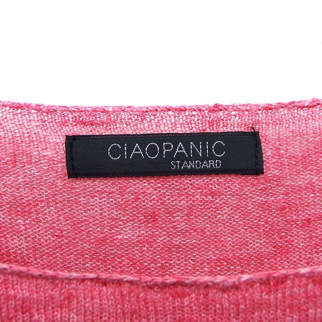 チャオパニック CIAOPANIC ニット カットソー Tシャツ リネン ボートネック メランジ 半袖 M ピンク /NT1 メンズ_画像3