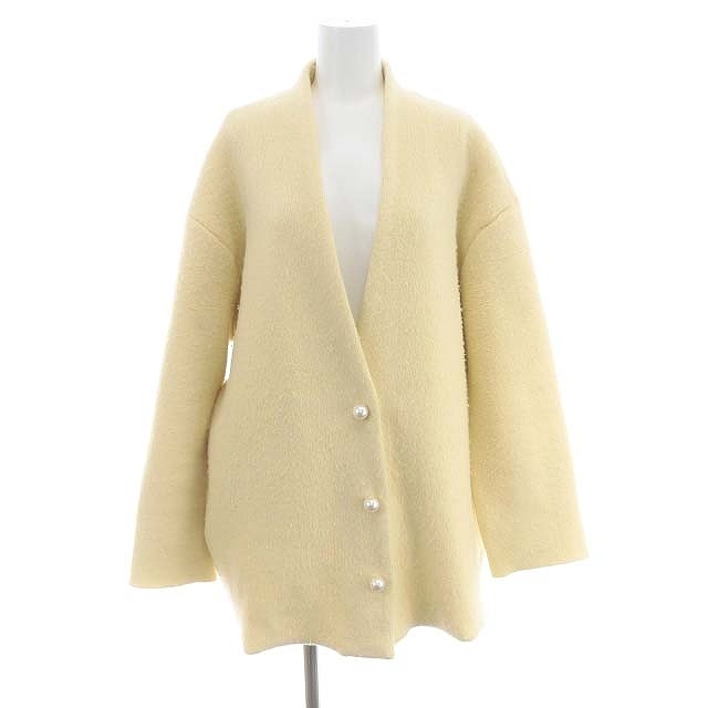  Apuweiser-riche Apuweiser-riche 22AW pearl attaching FOX. knitted middle coat outer no color wool .2 yellow color yellow /DO #OS