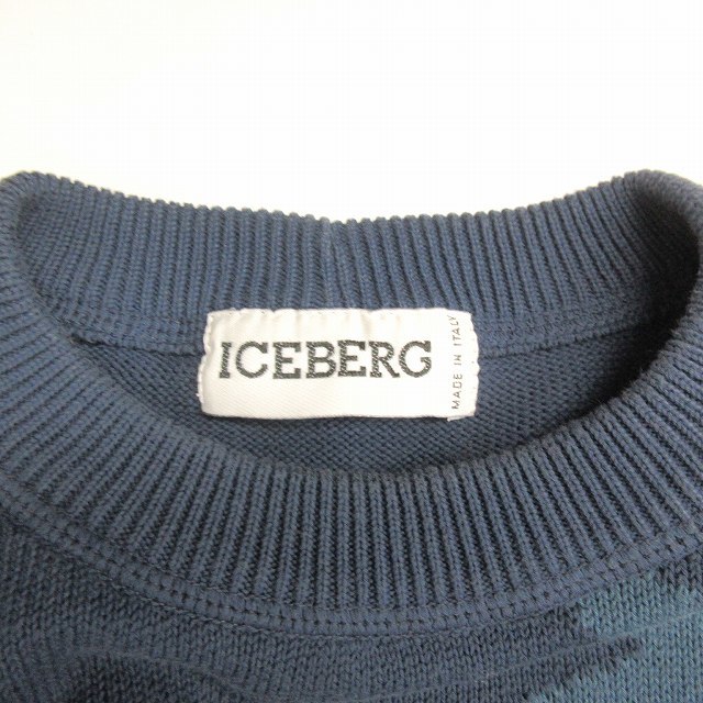  Iceberg ICEBERG × Disney collaboration 90s knitted sweater wani crocodile lock cotton navy white green group 3