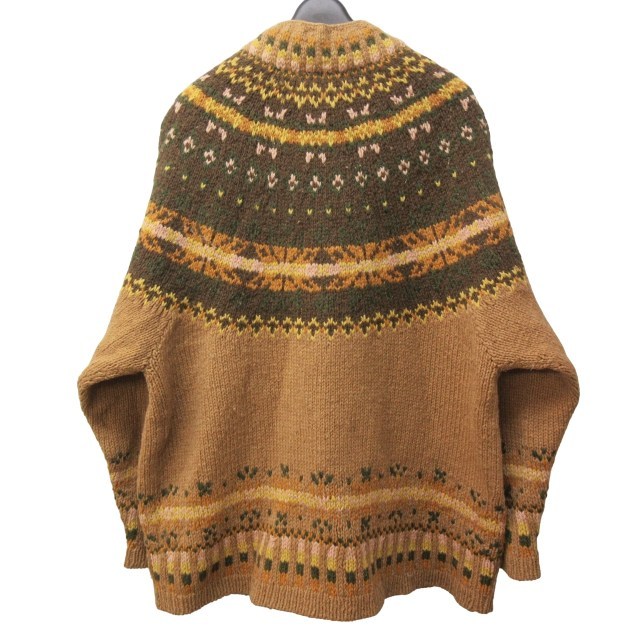  Karl hell mKarl Helmut beautiful goods knitted jacket sweater total pattern Zip up wool tea Brown IBO47 0215 men's 