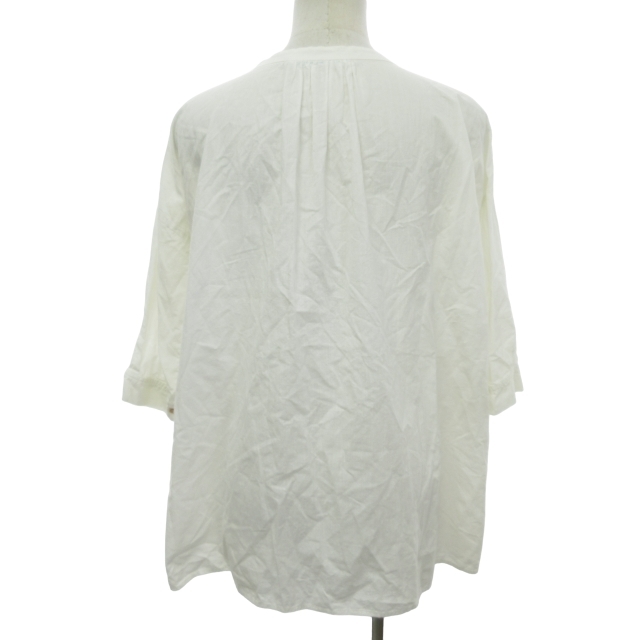 palaspa less Pallas Palace V neck tunic One-piece cut and sewn long sleeve linen. front pocket white 0 approximately S size IBO47