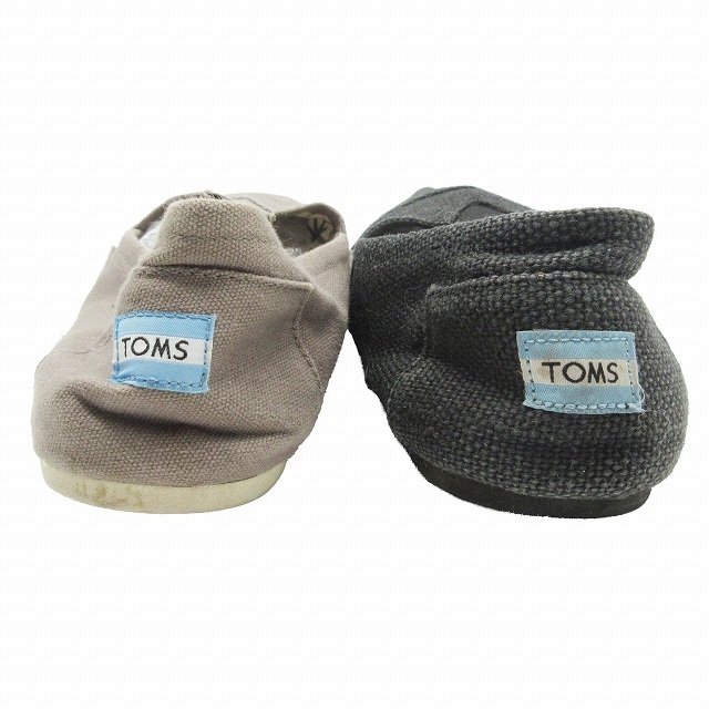 トムス TOMS スリッポン 2点 セット まとめ売り スニーカー ローカット シューズ キャンバス ロゴ 靴 M13/30.0 黒 ブラック ベージュ_画像4