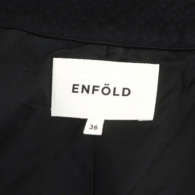 エンフォルド ENFOLD 22AW ジャガード ドロスト ビッグジャケット ブルゾン ステンカラー 36 黒 ブラック /DF ■OS レディース_画像3