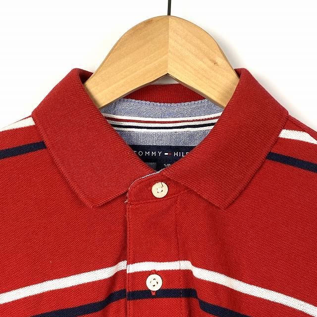 トミーヒルフィガー TOMMY HILFIGER ポロシャツ トップス 半袖 ロゴ 刺繍 赤 レッド S メンズ_画像3