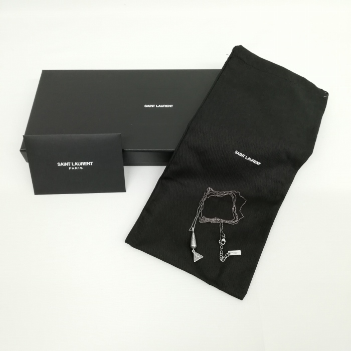 サンローラン パリ SAINT LAURENT PARIS コーン＆トライアングル チャーム トップ ネックレス メタル製 シルバー メンズ