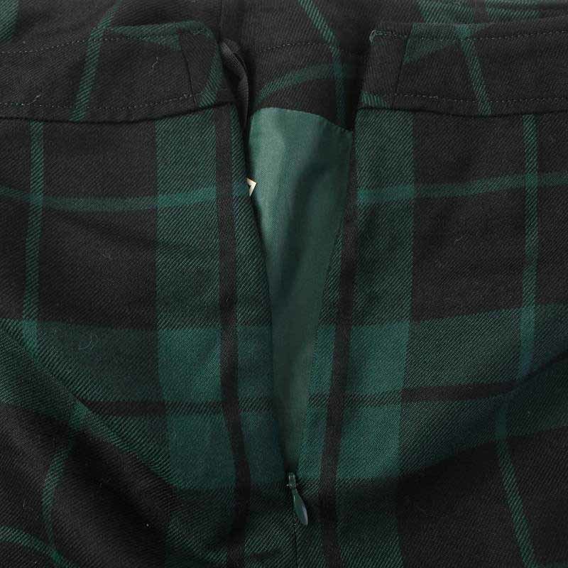 ヨークランド YORKLAND タイトスカート ひざ丈 チェック ウール 11AR L 黒 ブラック 緑 グリーン /AT24 レディース_画像3