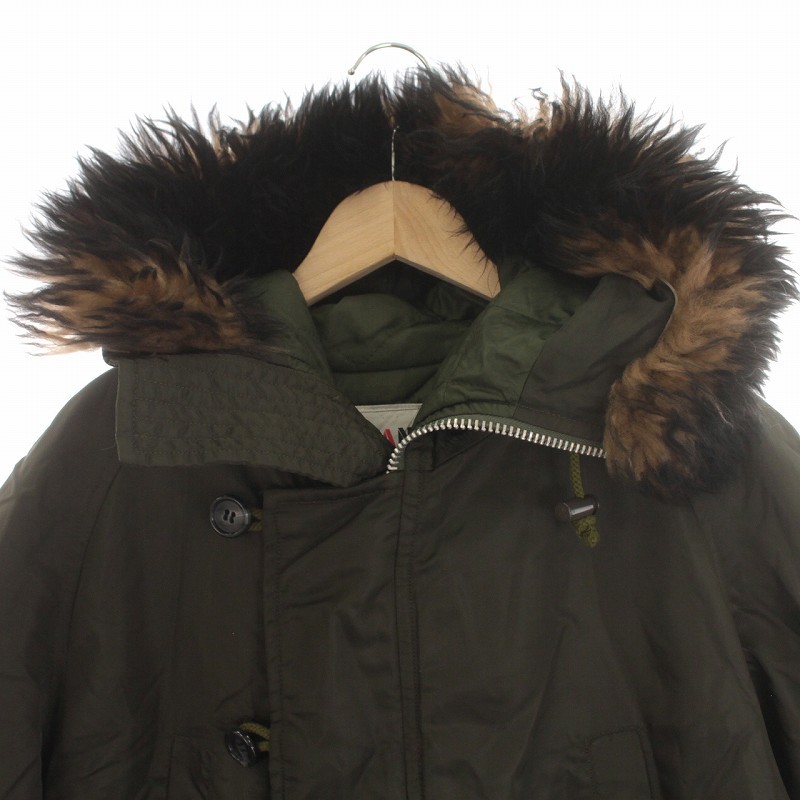 VAN JAC Vintage flight jacket Mod's Coat military N-3B fake fur hood lining quilting M green 