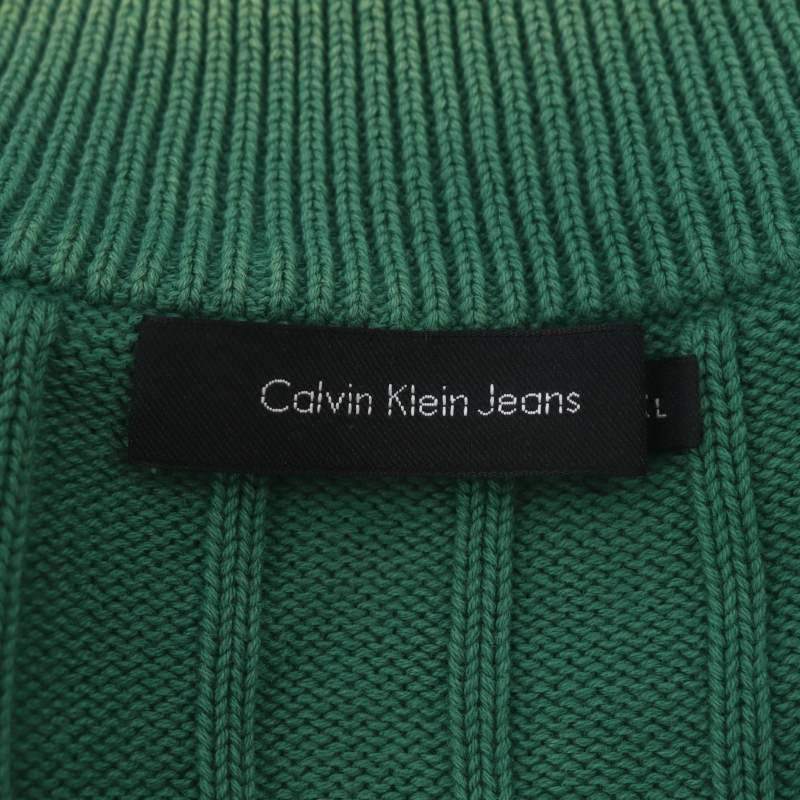 カルバンクライン CALVIN KLEIN ニット ジップアップ 長袖 XL 緑 グリーン /SY ■OS レディース_画像3