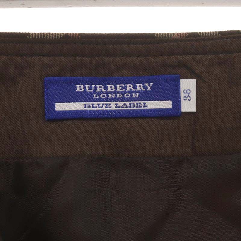 バーバリーブルーレーベル BURBERRY BLUE LABEL タイトスカート チェック ひざ丈 38 M 茶 ブラウン /SY ■OS レディース_画像3