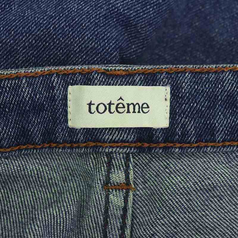 トーテム TOTEME デニムパンツ ドゥーズィエムクラス取扱い ジーンズ ボトムス ジップフライ コットン 牛革 32 2XS 青 ブルー /YQ ■OS レ_画像3