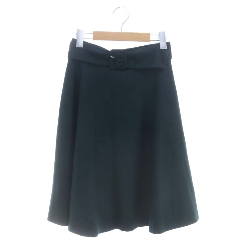  unused goods Proportion Body Dressing flair skirt knees height belt attaching 3 deep green dark green /ES #OS lady's 