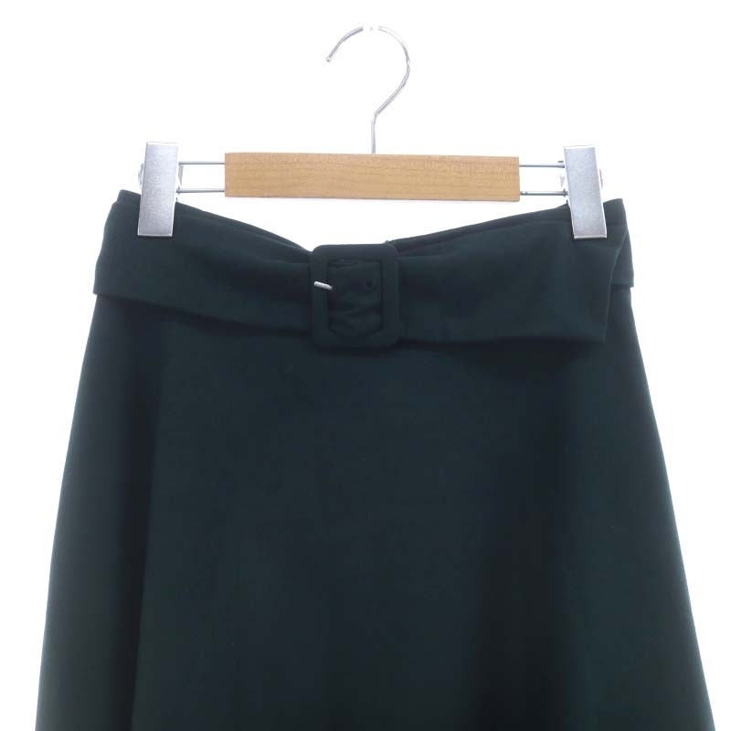  unused goods Proportion Body Dressing flair skirt knees height belt attaching 3 deep green dark green /ES #OS lady's 