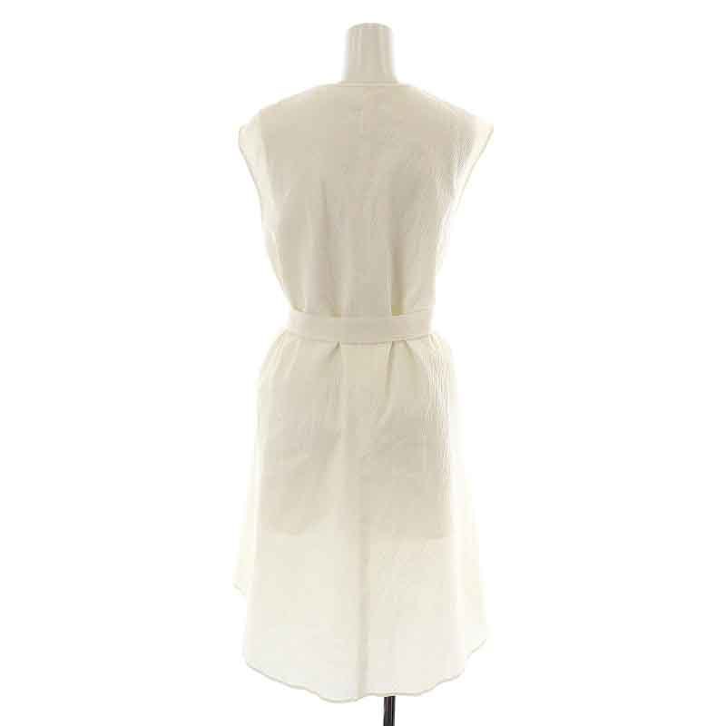  Stunning Lure STUNNING LURE 18AW One-piece knee height flair no sleeve V neck belt ribbon S white white /NW21 lady's 