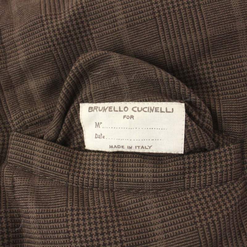 ブルネロクチネリ BRUNELLO CUCINELLI リバーシブル ダウンベスト アウター チェック 無地 カシミヤ混 XS 茶 ブラウン オレンジ /KH メンズ_画像6