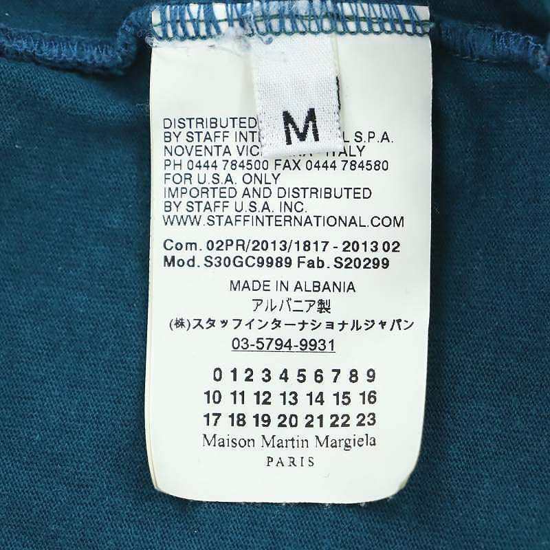 メゾンマルジェラ Maison Margiela マルタンマルジェラ 13AW エイズ Tシャツ 半袖 Vネック プリント M ターコイズブルー ■AD メンズ_画像3