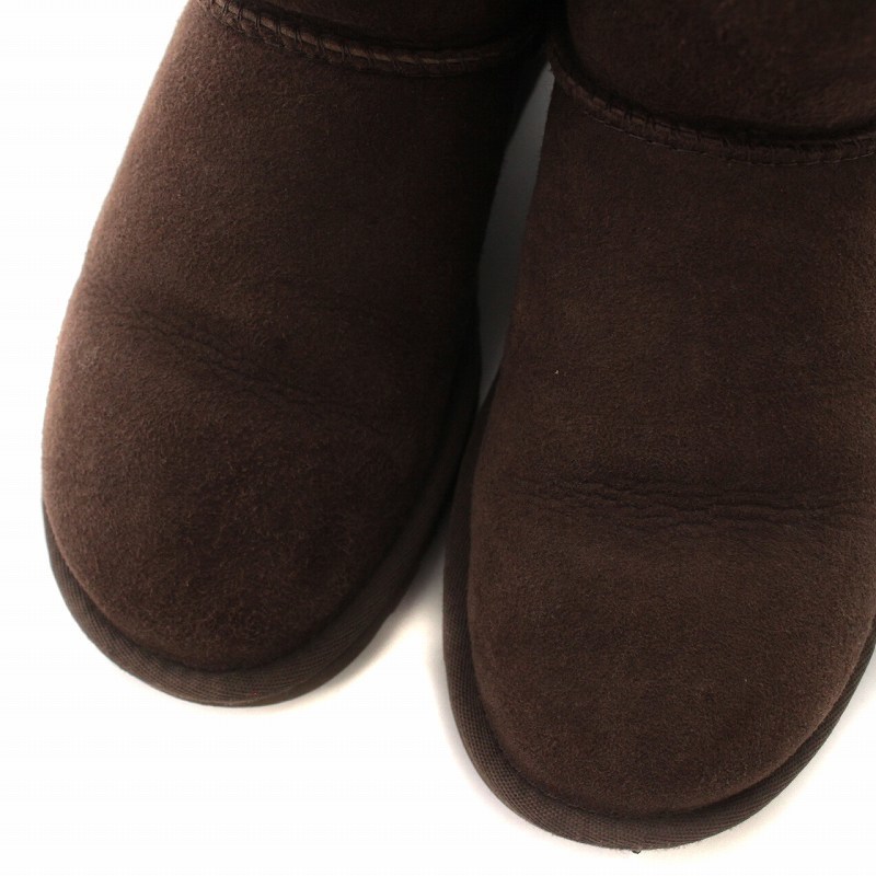 アグ オーストラリア UGG australia クラシックミニ ムートンブーツ ショート ボア レザー US5 22cm 茶 ブラウン /IR レディース_画像3