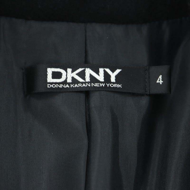 ダナキャランニューヨーク DKNY ショールカラーコート アウター ロング リボンベルト付き 4 黒 ブラック /ES ■OS レディース_画像3
