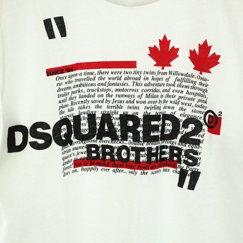 ディースクエアード DSQUARED2 21SS ブラザーズ Brothers Tシャツ カットソー クルーネック 半袖 ロゴプリント L 白 赤 黒 メンズ_画像3