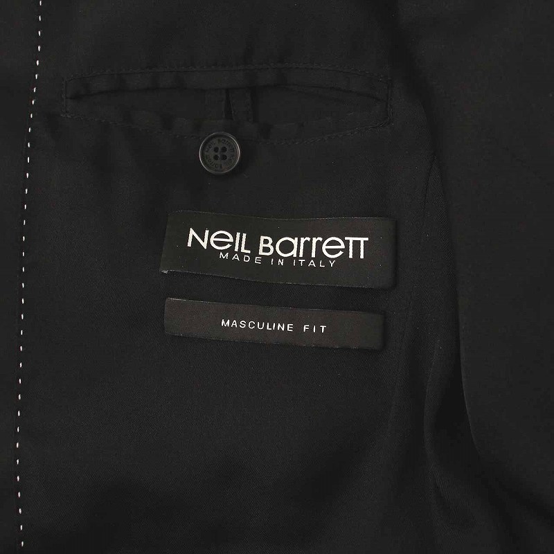 ニールバレット Neil Barrett シングル テーラードジャケット 1B サイドベンツ コットン アウター 40 L 黒 ブラック /YM レディース_画像7