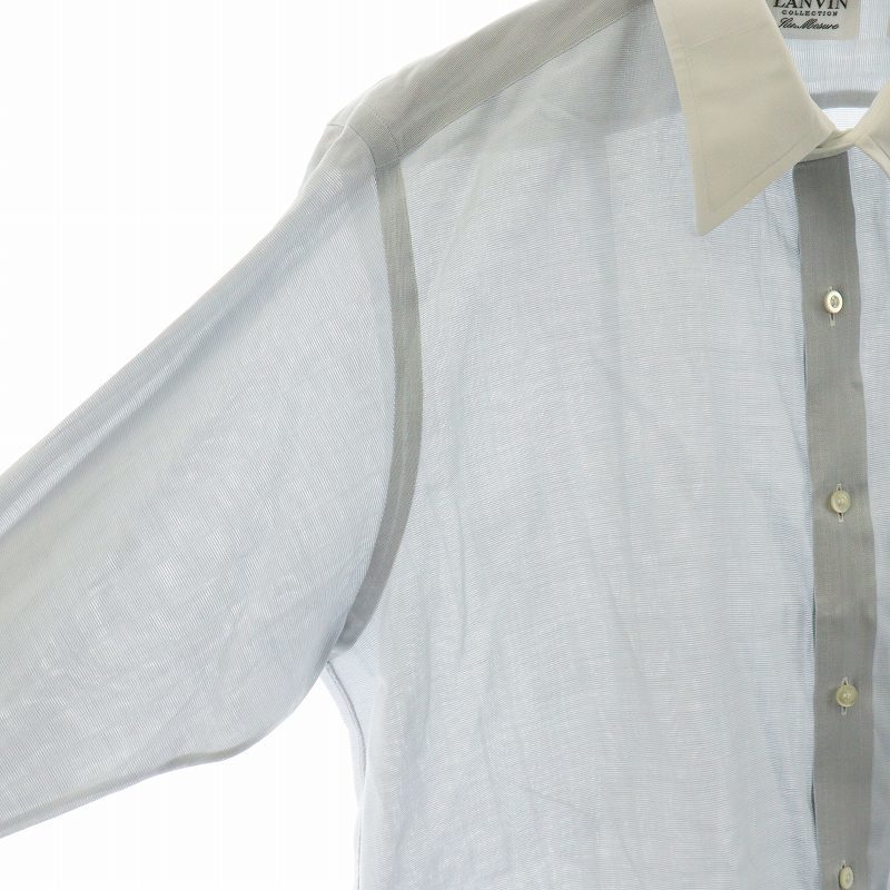 ランバン LANVIN ワイシャツ ステンカラー 長袖 ロゴ ネーム刺繍入り ライトグレー ■GY17 /MQ メンズ_画像5