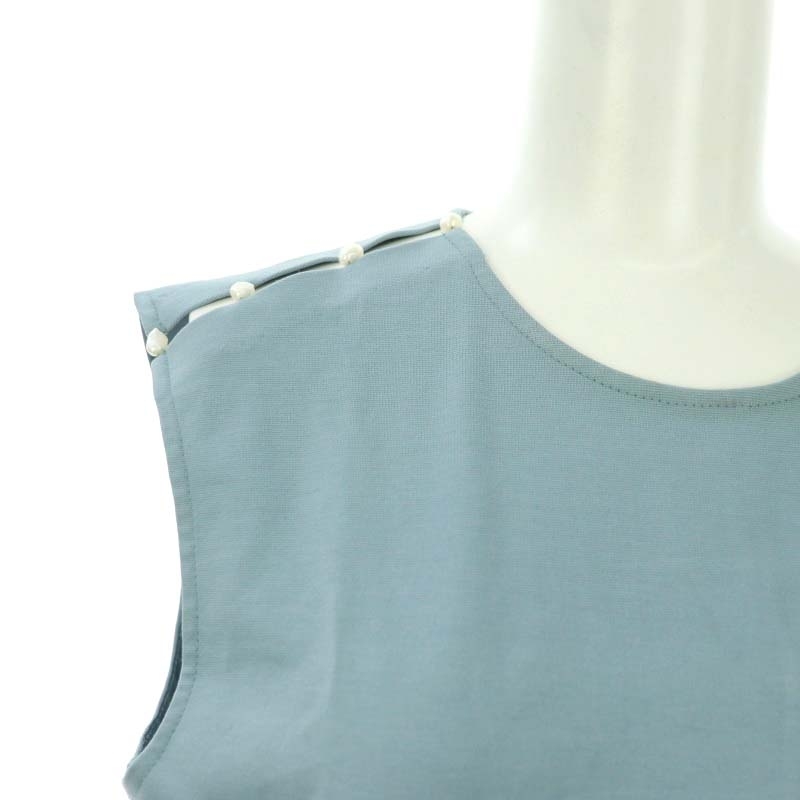  Le Ciel Bleu LE CIEL BLEU pearl ti tail sleeve less T-shirt cut and sewn no sleeve cotton .36 light blue light blue 