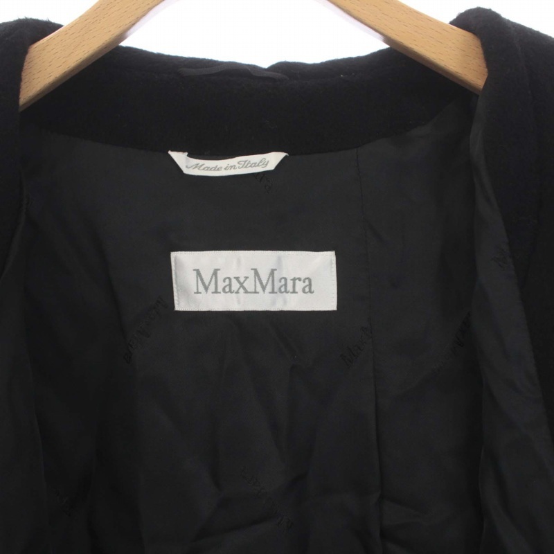 マックスマーラ MAX MARA キャメル100％ ショールカラーコート ガウンコート アウター ロング 38 S 黒 ブラック /KH レディース_画像4