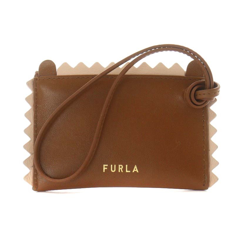 フルラ FURLA CARD CASE WALLET PASSCASE カードケース 名刺入れ レザー 茶 ブラウン /AN16 ●D レディース_画像2