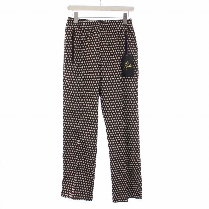 未使用品 Needles 23SS Track pant Poly Jq トラックパンツ ポリジャガード ジャージ ドット イージー パピヨン刺繍 S 茶_画像1